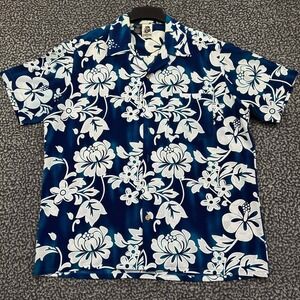 Kennington Shirt Men Large Blue Hawaiian Button Up Short Sleeve Collared L